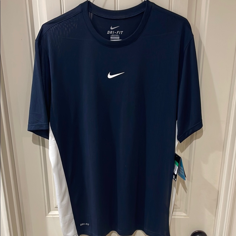 Men’s XL - Nike Men's Dri-FIT Navy and White Shirt